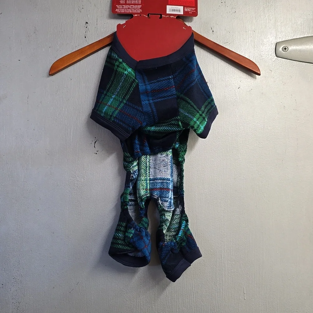 Wondershop Blue‎ and Green Plaid Pet pajamas  Size Small up to 20 pounds NWT
